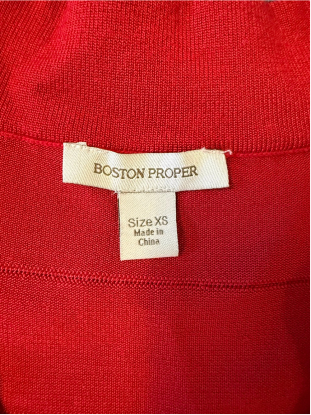 red Boston Proper zipper-front bandage blouse short sleeves cold shoulder XS - Picture 9 of 9
